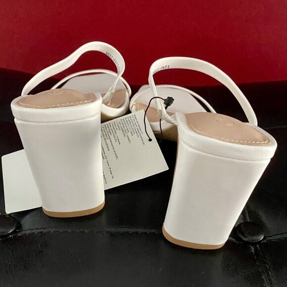 The Drop Avery Square Toe Two Strap High Heeled Sandal White Size 6.5 NEW - Picture 10 of 13